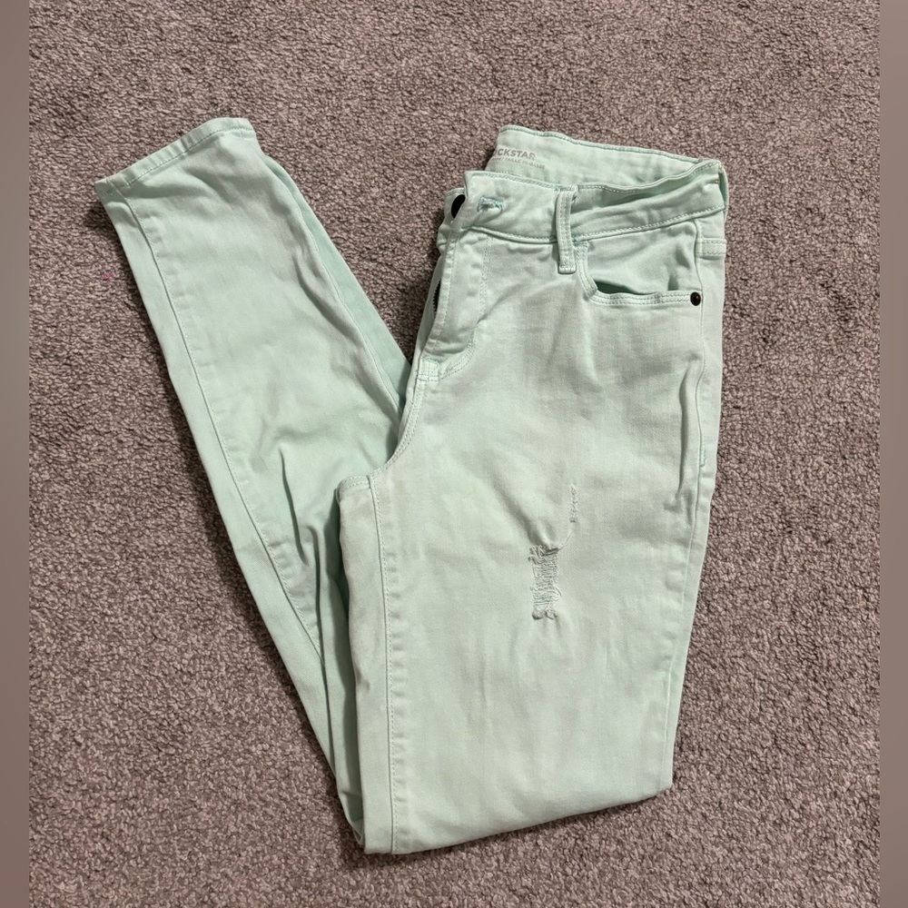 Old Navy rockstar mid rise mint green pants, 6​